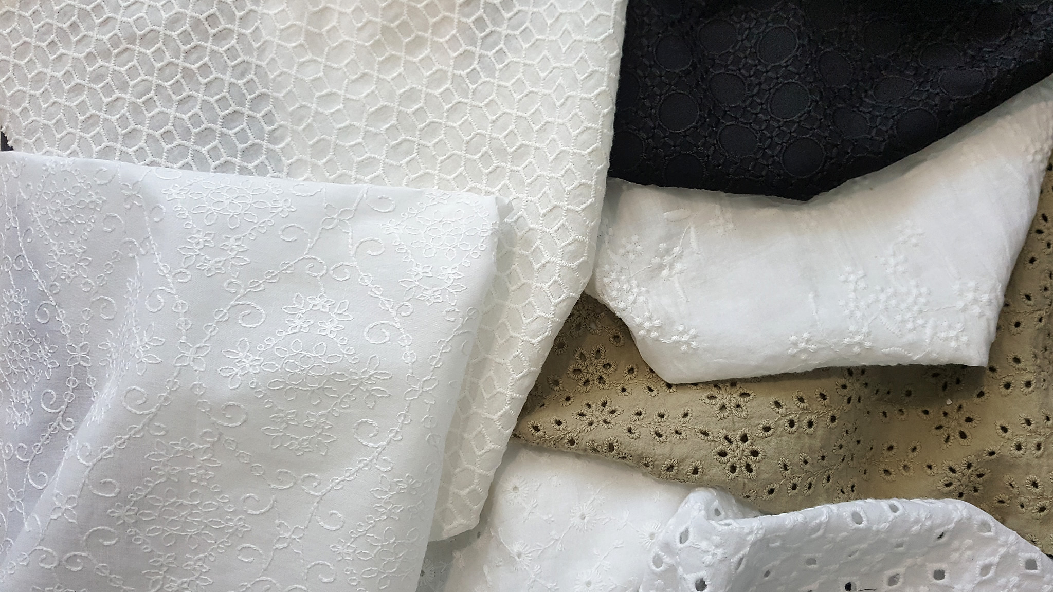 Embroidered fabrics crafted by cotton or viscose yarns on cotton and viscose base cloths, Viscose yarns on viscose cloth is a First in Turkey